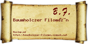 Baumholczer Filomén névjegykártya